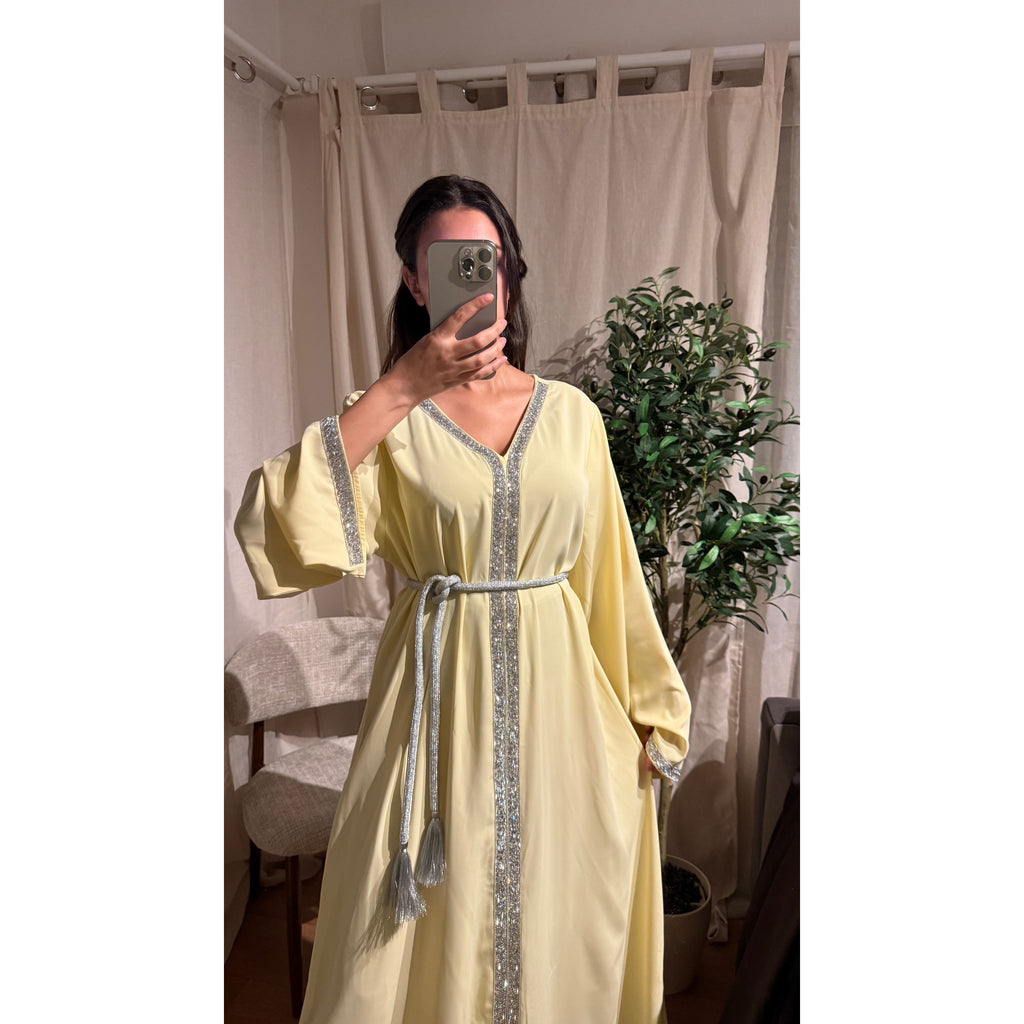 Robe Caftan Amira jaune pale