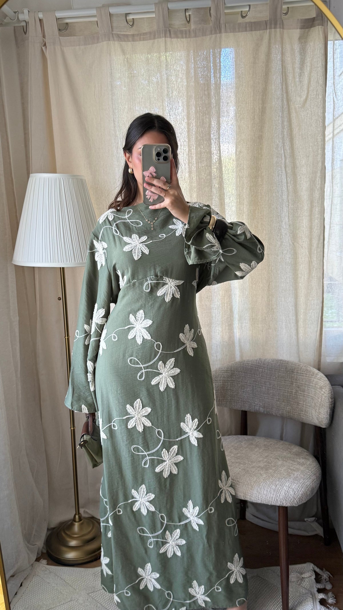Robe Flora brodée / kaki