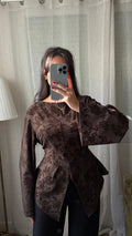 Blouse Velours Florale – Chocolat