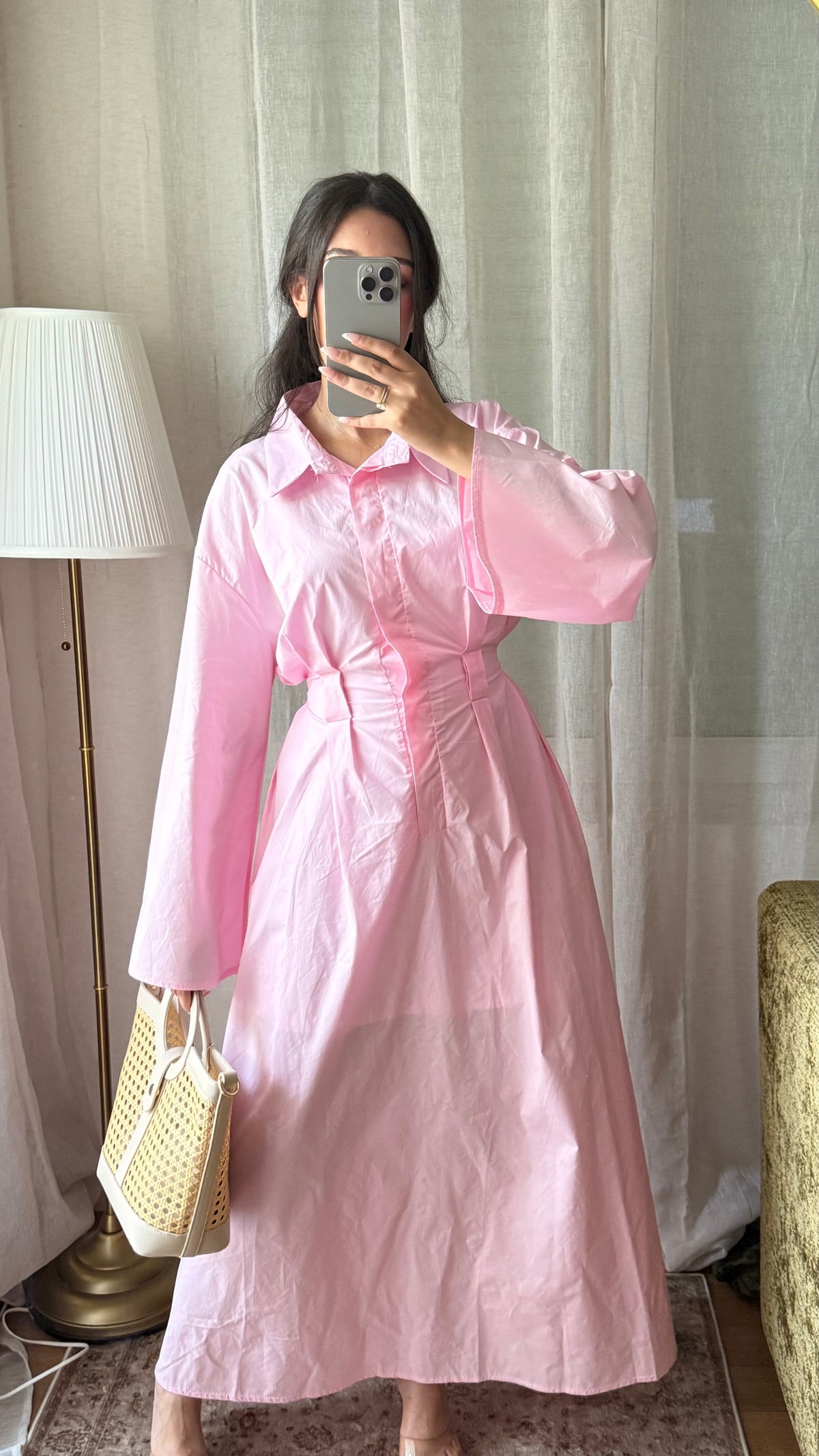Robe chemise CLASSY 100% coton I Rose