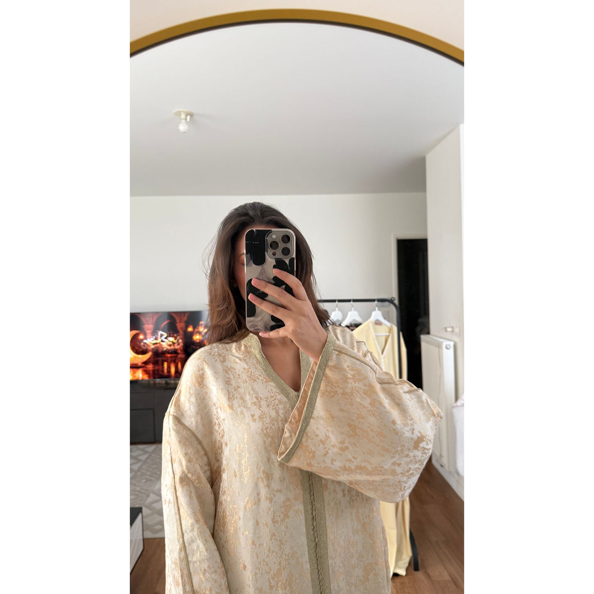 ROBE CAFTAN BROCARD BEIGE