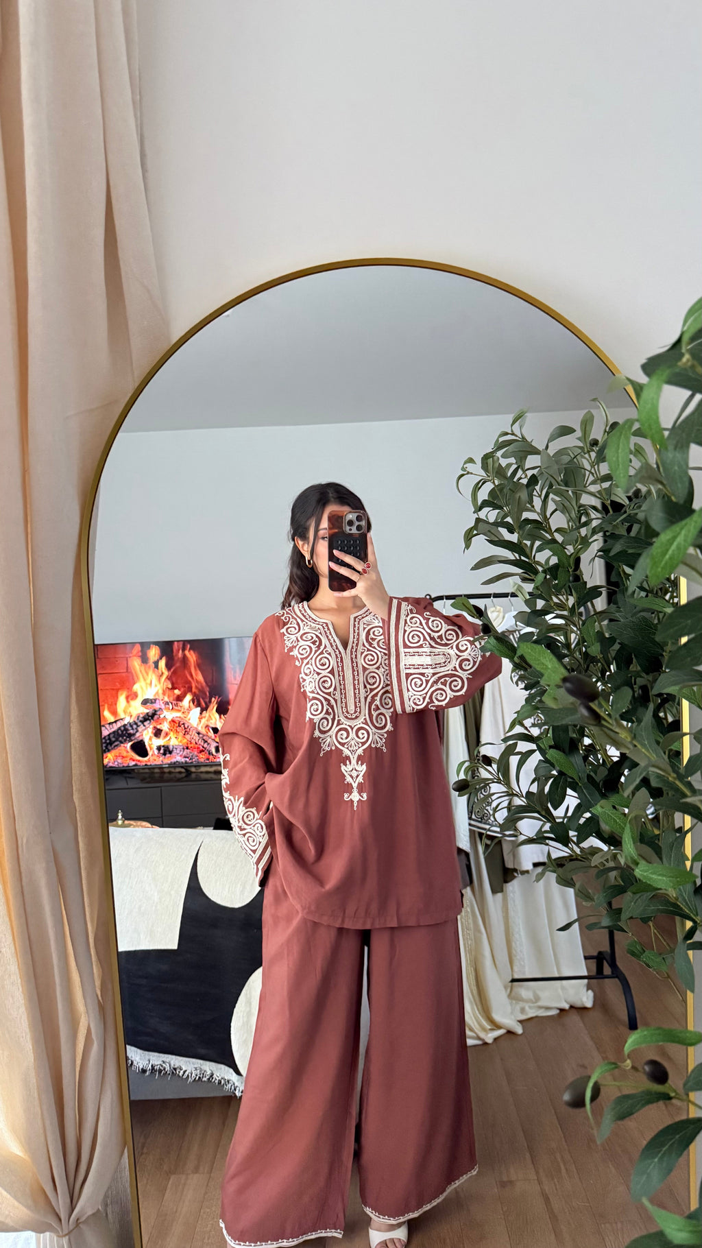 Ensemble Jabador Zahra Brodé Deux Pièces – Tunique Ample & Pantalon Fluide