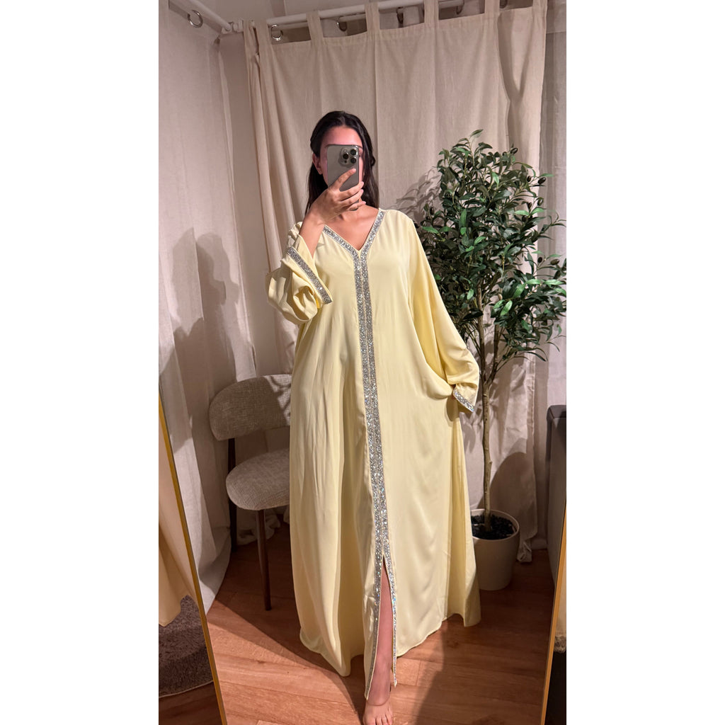 Robe Caftan Amira jaune pale