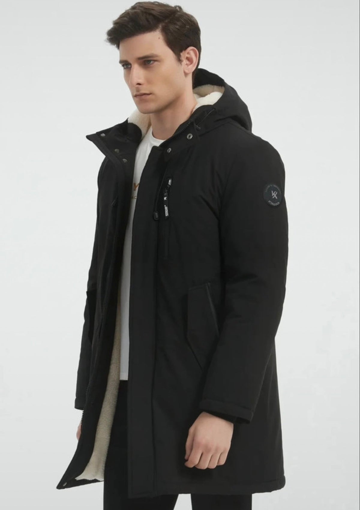Parka Longue Homme Déperlante & Fourrée – Chaude | Noir & Bleu Foncé