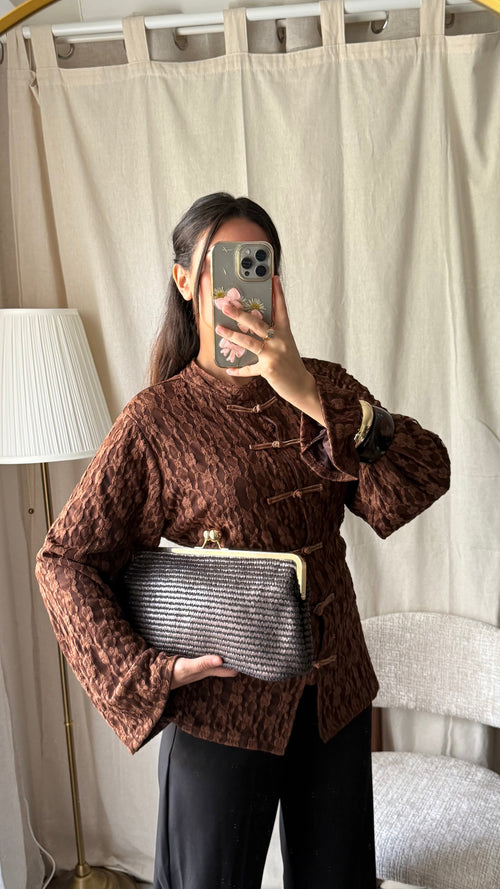 Blouse style mandarin | Chocolat