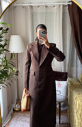 Manteau Long Tailleur Cintré – Marron Chocolat