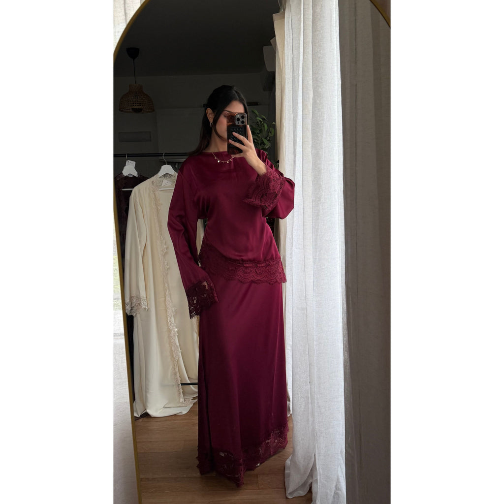 Ensemble Tunique Asymétrique & Jupe Longue Dentelle – Chic & Féminin