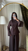 Ensemble Nayla COFFEE ☕️ – Chemise cintrée & pantalon fluide