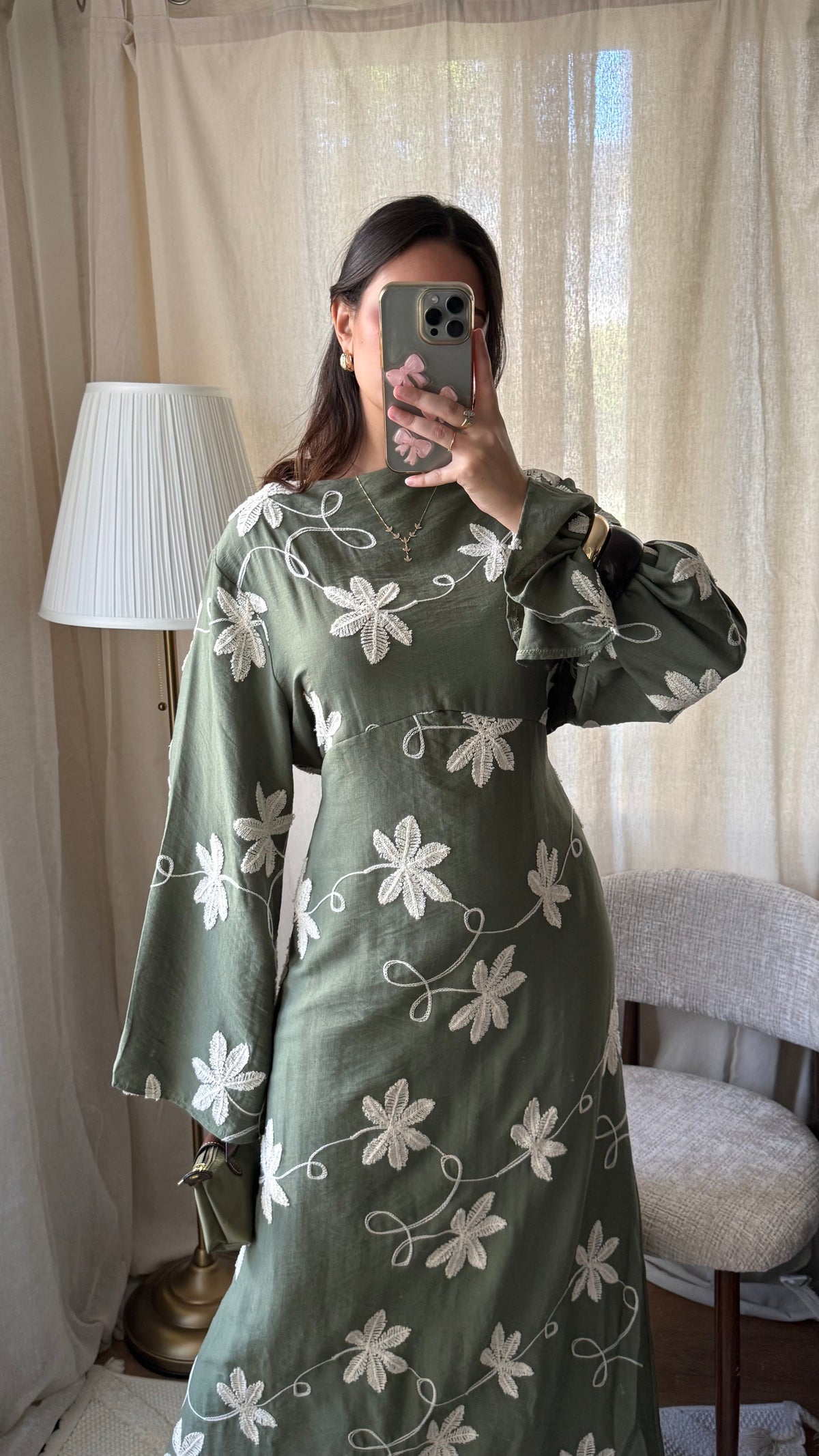 Robe Flora brodée / kaki