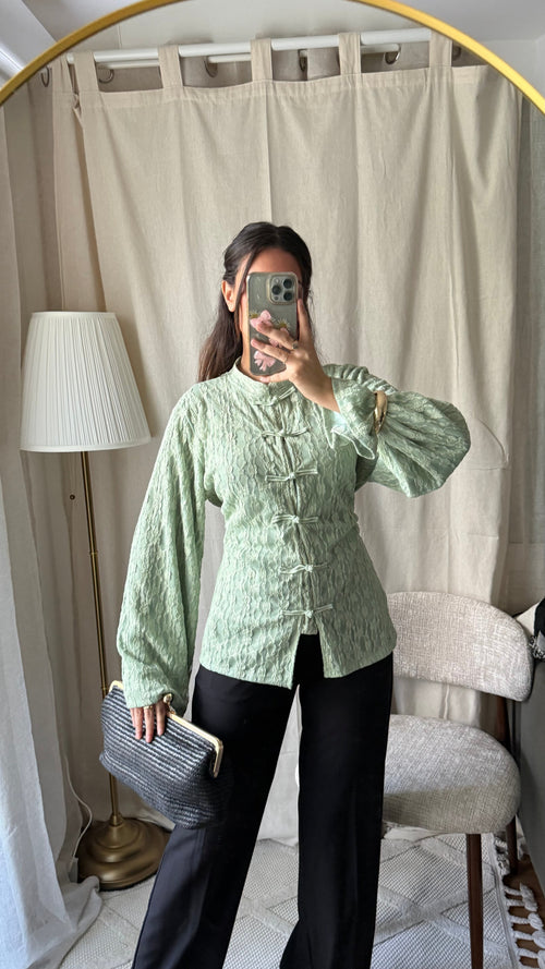 Blouse style mandarin | vert d’eau