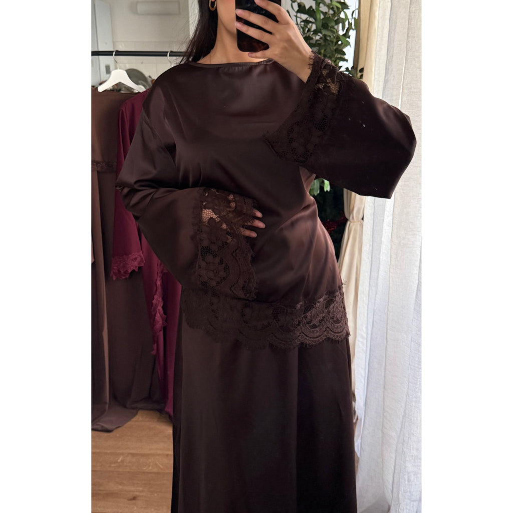 Ensemble Tunique Asymétrique & Jupe Longue Dentelle – Chic & Féminin