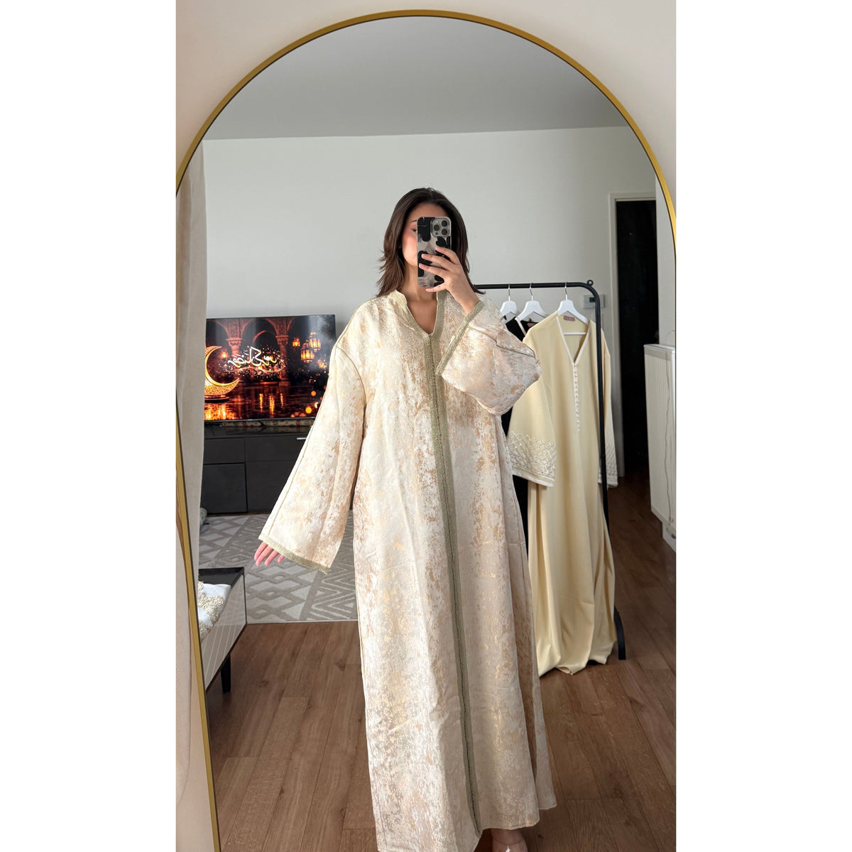 ROBE CAFTAN BROCARD BEIGE