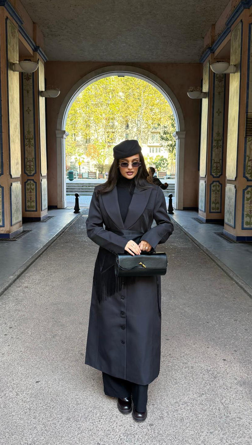 Manteau Long Tailleur Cintré – noir