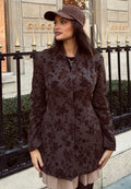 Veste Blazer Velours Fleuri – Marron Chocolat
