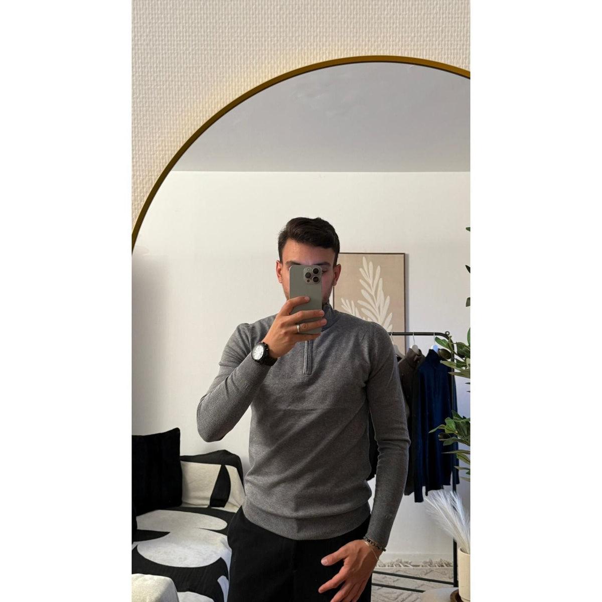 Pull Col Zippé Gris Homme – Manche Longue Chaud & Stylé