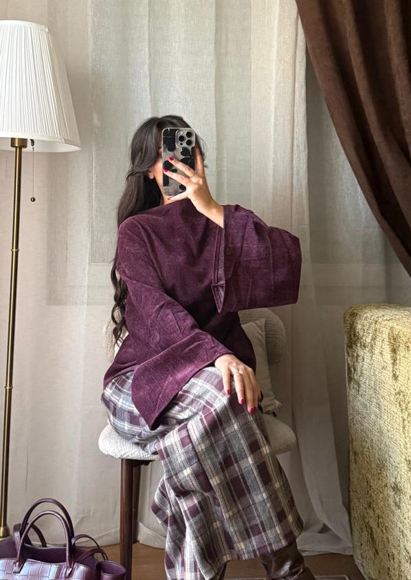 Pantalon Velours Femme – Prune