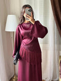 Blouse Satinée à Franges – Bordeaux
