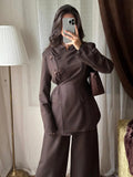 Ensemble Blazer & Pantalon Large – Marron