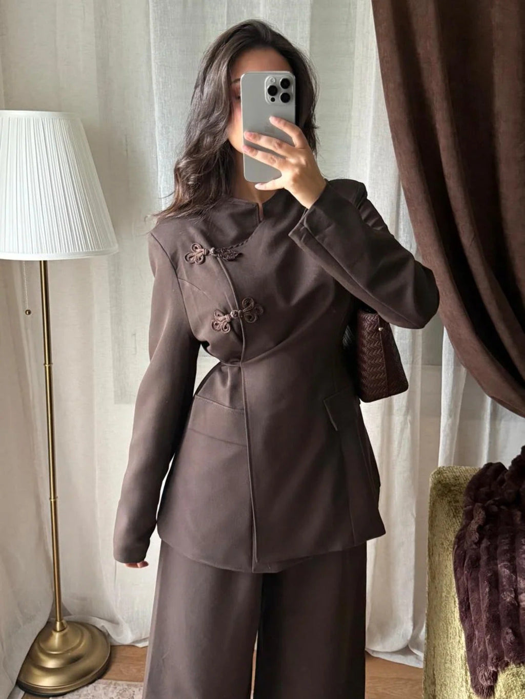 Ensemble Blazer & Pantalon Large – Marron