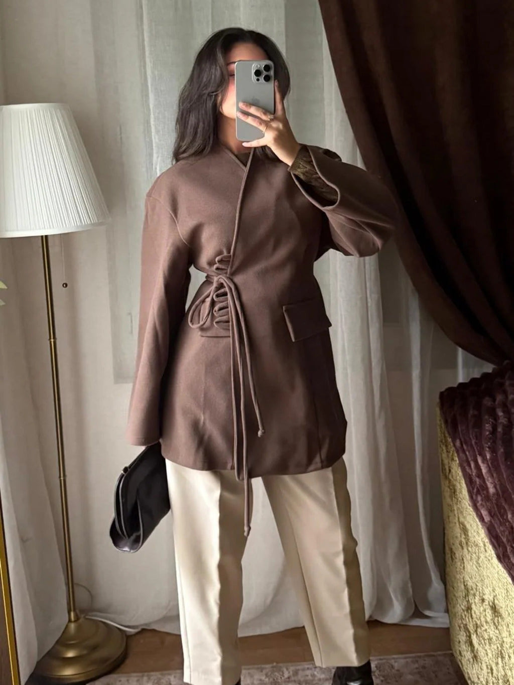 Veste à Laçage – Marron